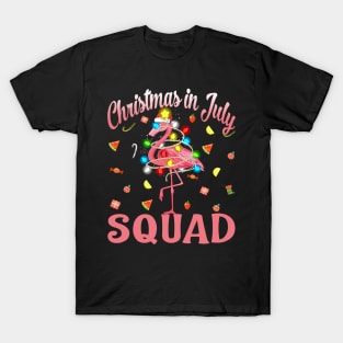 Flamingo Christmas In July Squad Funny Summer Xmas T-Shirt